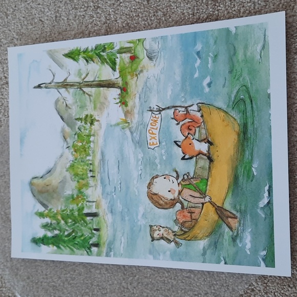 NWT.  Etsy Kit Chase 2014 Girl Animals in Boat Print - Picture 2 of 6